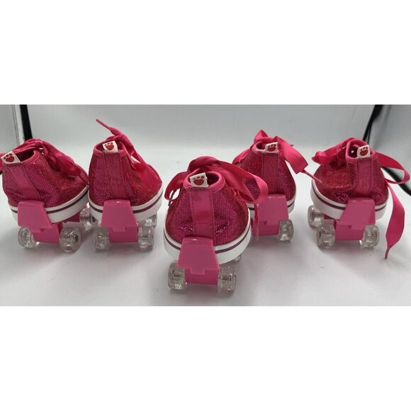 Build a Bear BAB Lot Pink Sparkle Glitter High Top Sneakers Shoes Roller Skates - Picture 10 of 15
